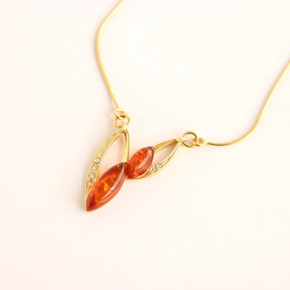 Baltic Amber Necklace- 14k Gold Plated Sterling Silver - Picture 3 of 6